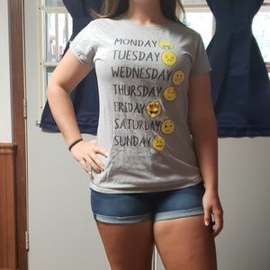 A short sleeve gray emoji shirt